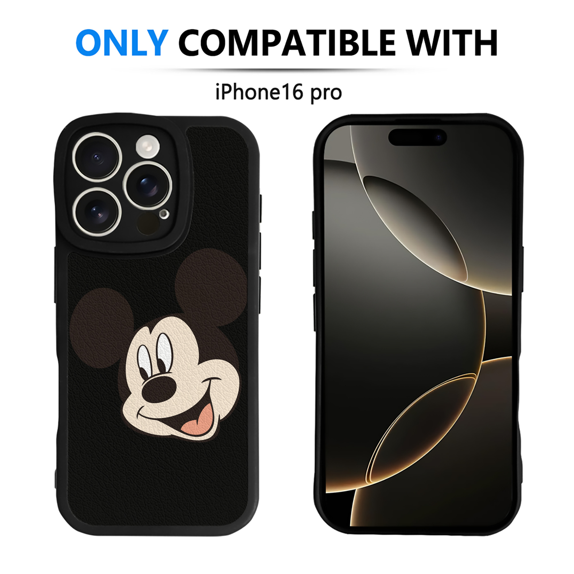 （画像用） ミッキーマウス Mickey Mouse 【iPhone 16シリーズ対応】シリコンスマホケース（レザー調） 材質：シリコン